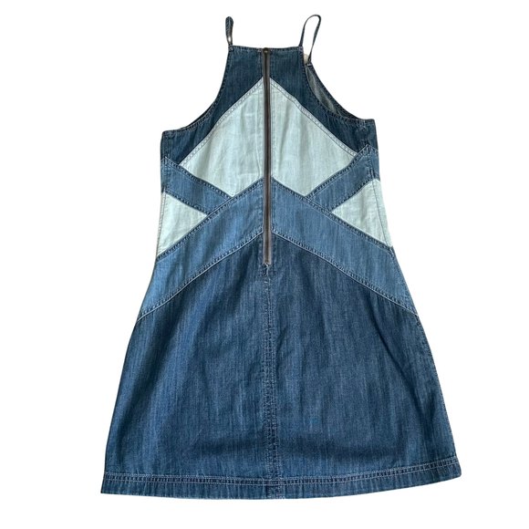 Express Women's Demin Patchwork Sleeveless Mini Dress SZ 2 - Picture 3 of 6